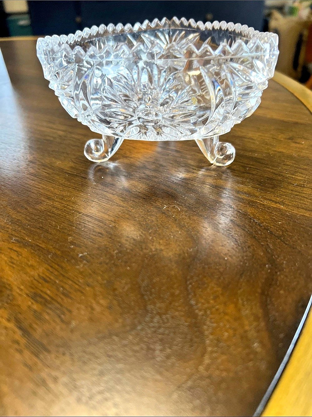 Lead crystal footed candy dish, Anna Hutte Bleikristall